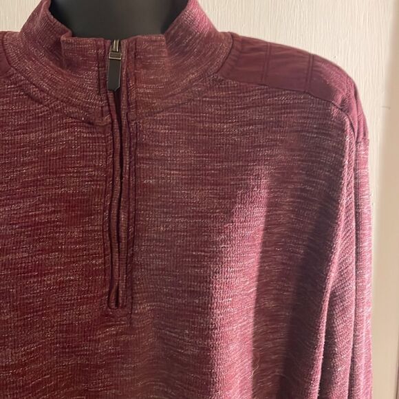 XL Ike Behar Chile Garnet over-dye long sleeve 1/4 zip pullover sweater - Picture 4 of 13
